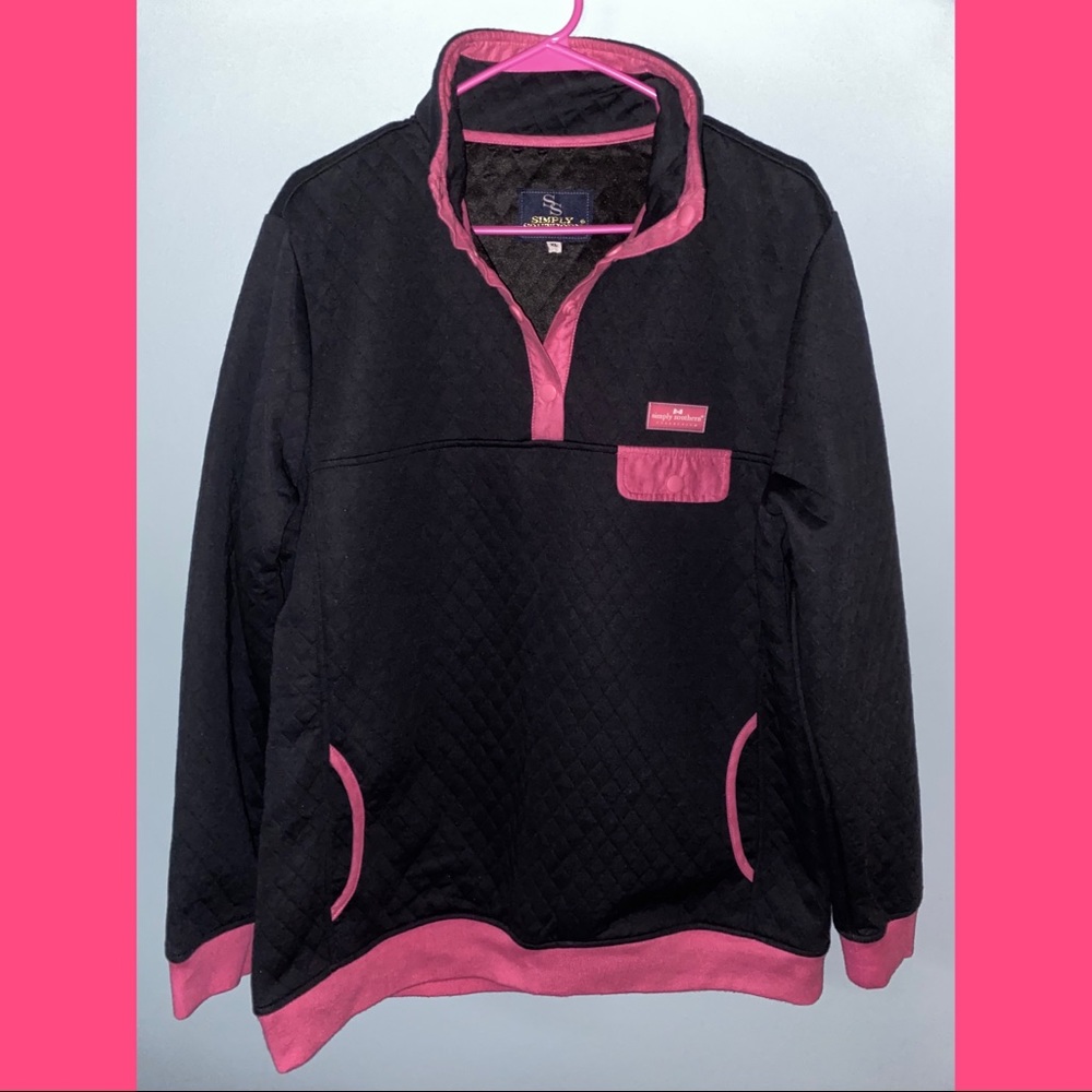 Navy & pink Simply Southern pullover XL